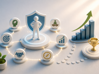 Illustration de la résilience comme avantage compétitif personnel pour saisir les opportunités et garder des marges de décision